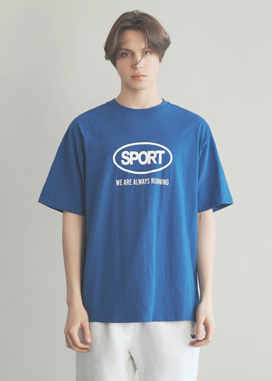 T1002 M 심플 로고 티셔츠_블루